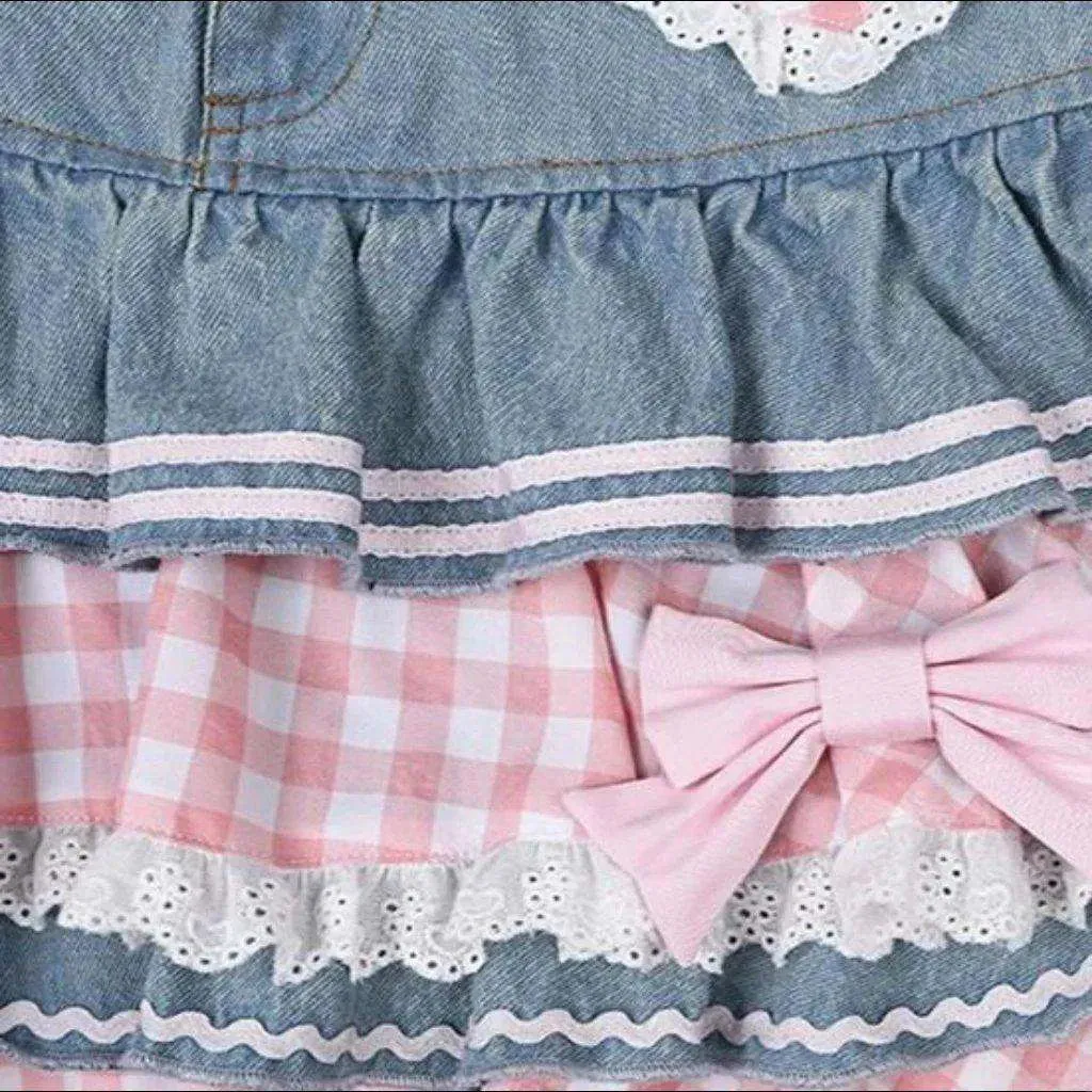 Pink frills skater denim skirt