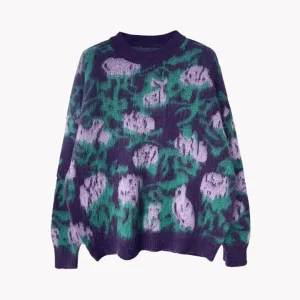 Pre Order:  Purple Roses Oversized Knit Sweater