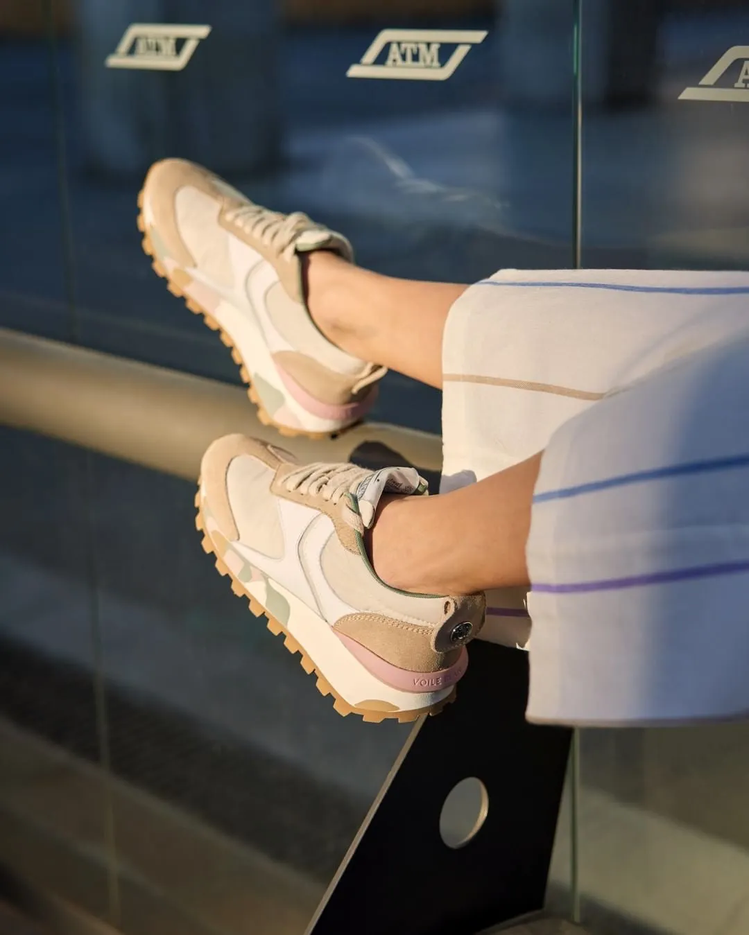 Qwark Woman Beige White Chunky Sneakers