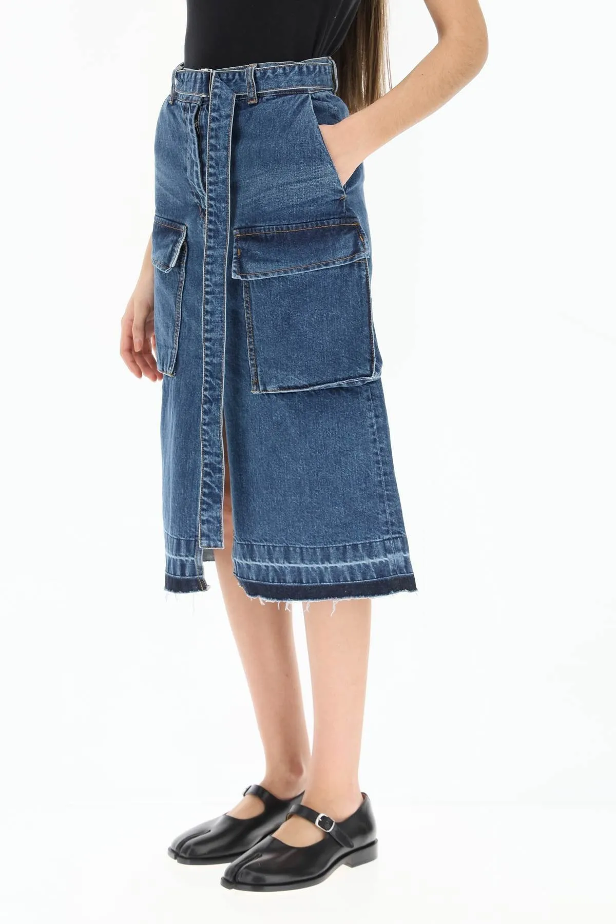 Sacai denim cargo skirt