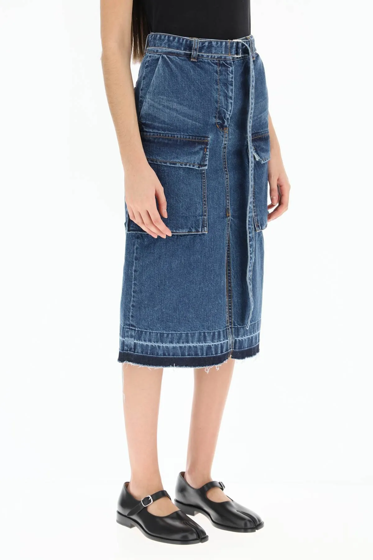 Sacai denim cargo skirt