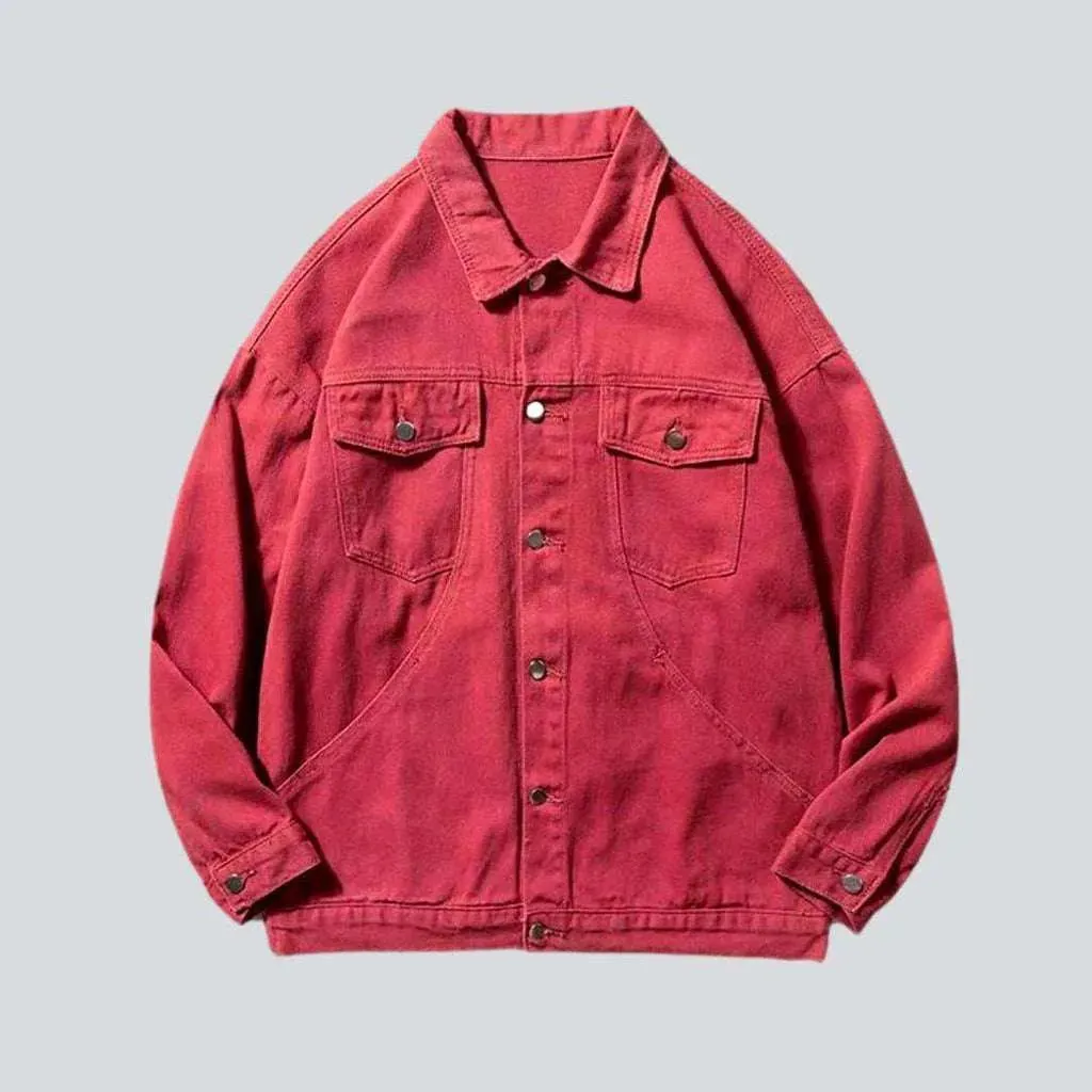 Solid color men's denim jacket