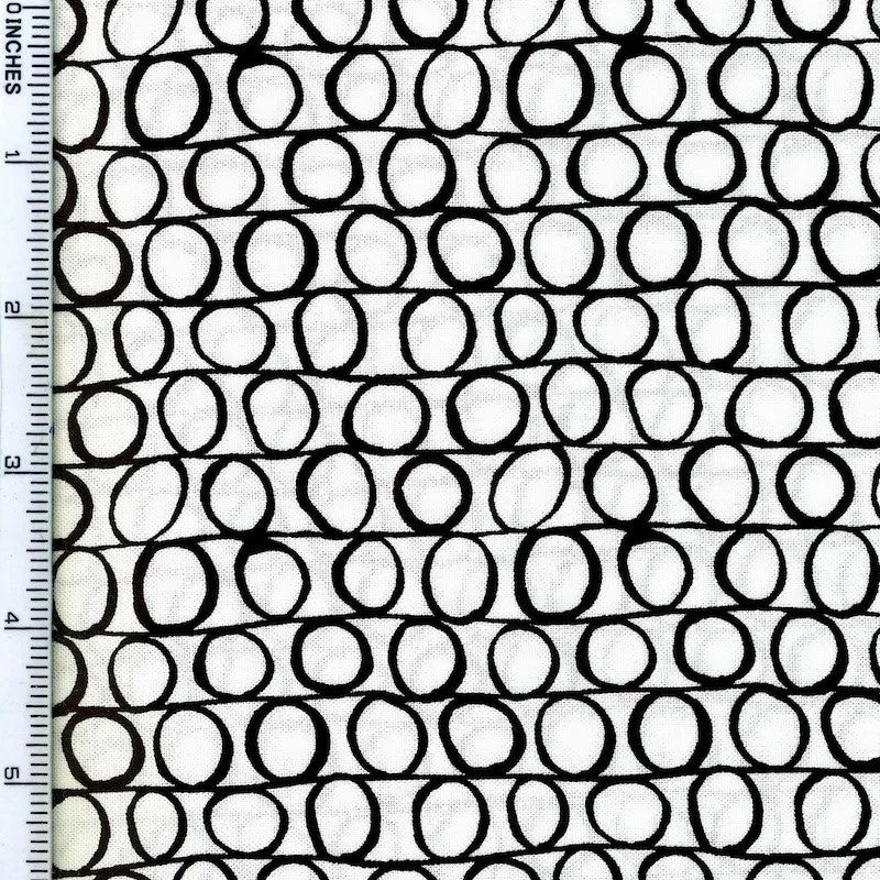 Stof Fabrics Dot Mania-15 Black Circles on White Cotton Prints