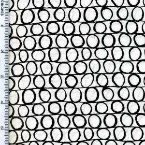 Stof Fabrics Dot Mania-15 Black Circles on White Cotton Prints