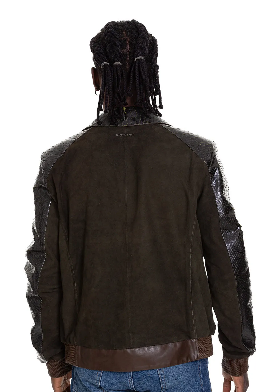 The Albendin Green Leather Men  Jacket