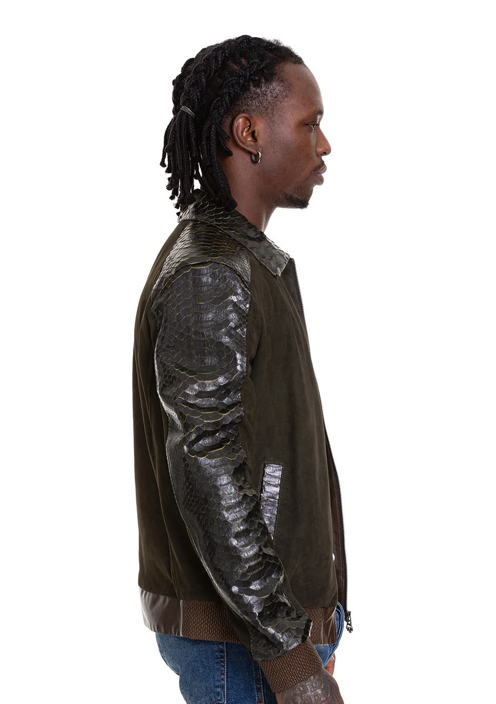 The Albendin Green Leather Men  Jacket