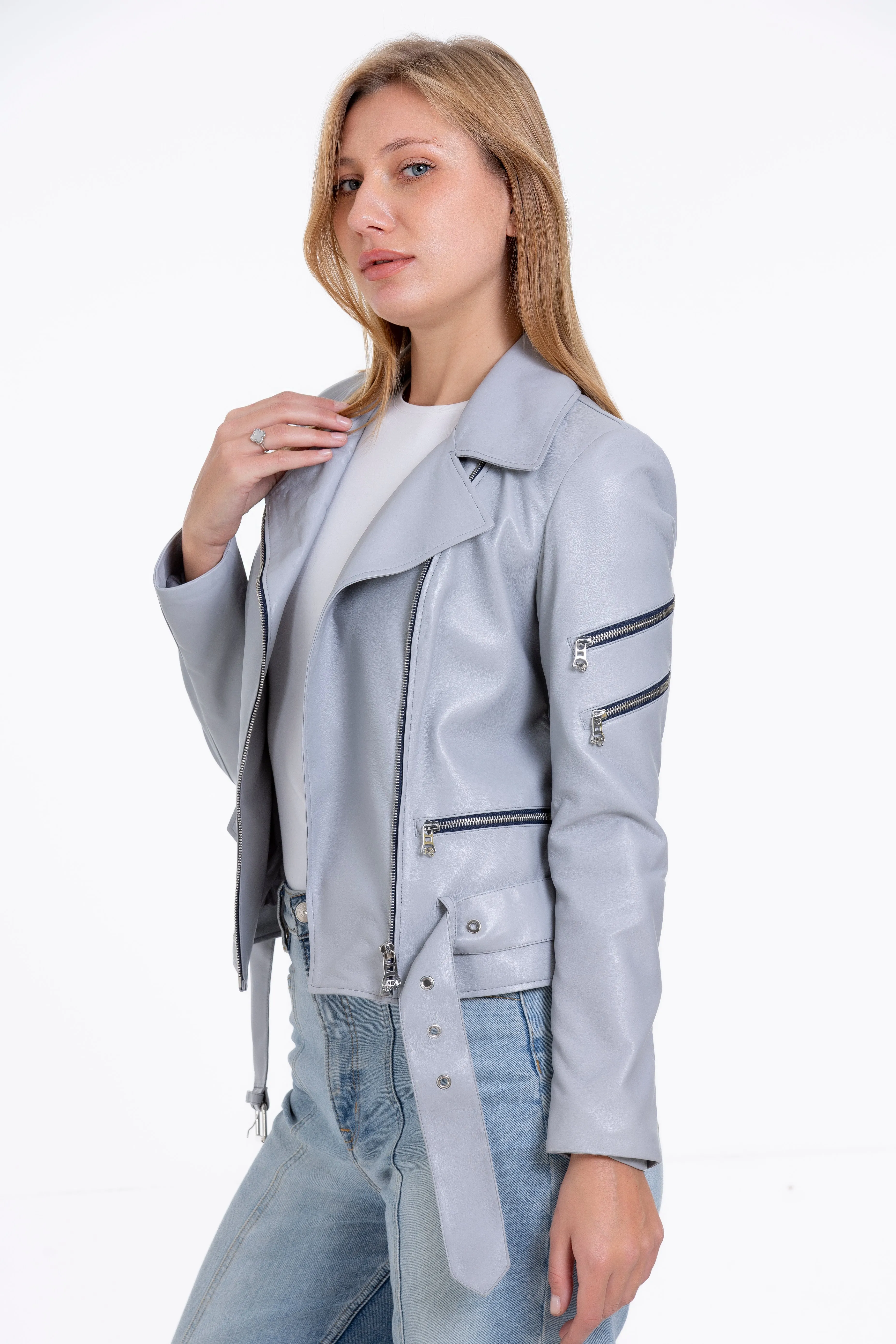 The Rodos Leather Gray Jacket