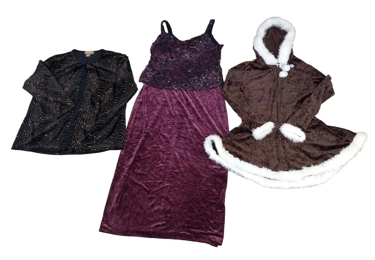 Velvet Shiny Dresses Mix - 12 pcs