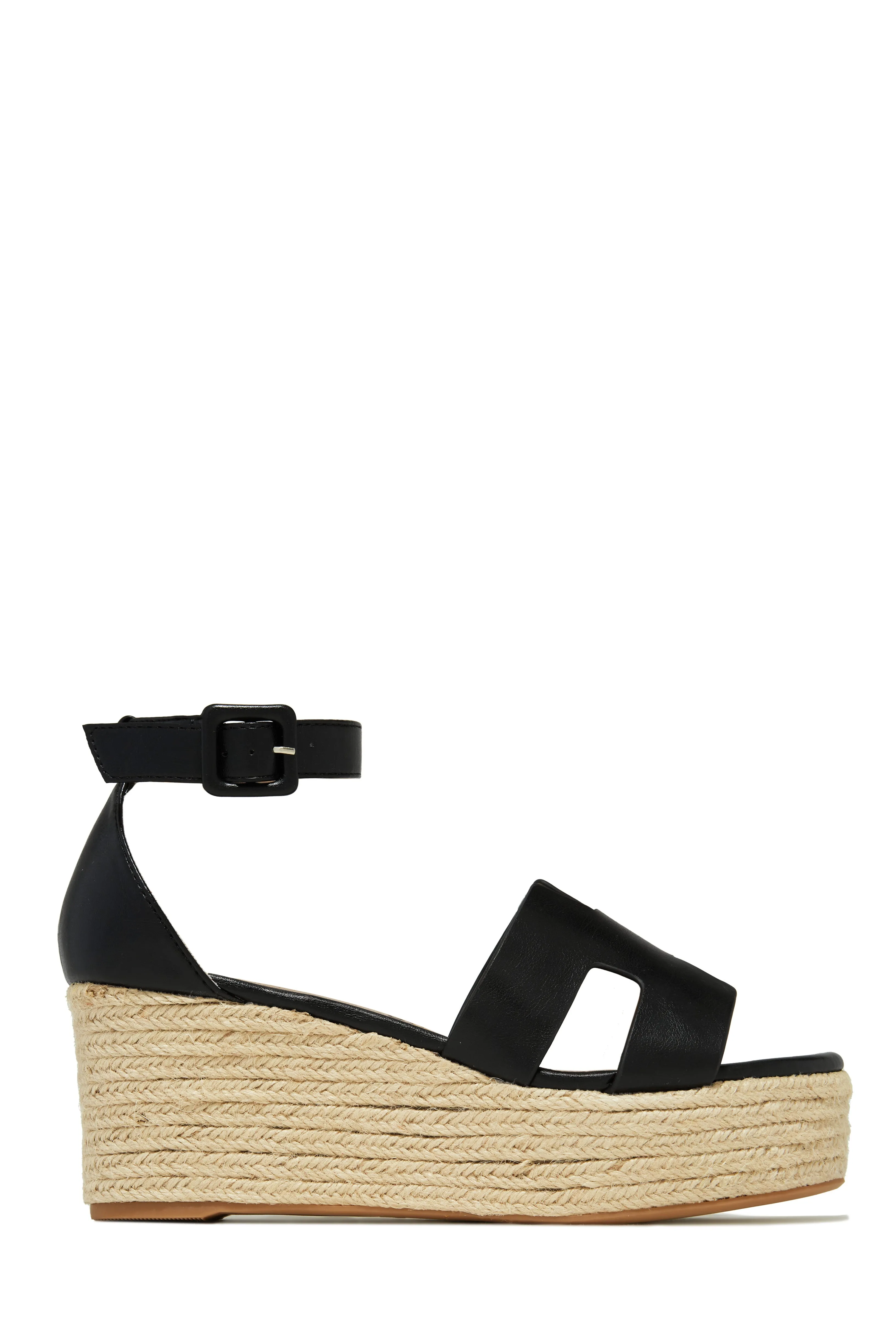 Weekend Cruise Espadrille Platform Sandals - Black