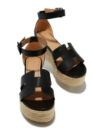 Weekend Cruise Espadrille Platform Sandals - Black