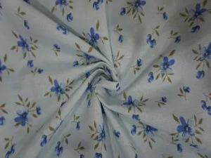 White Flower Print Cotton Fabric