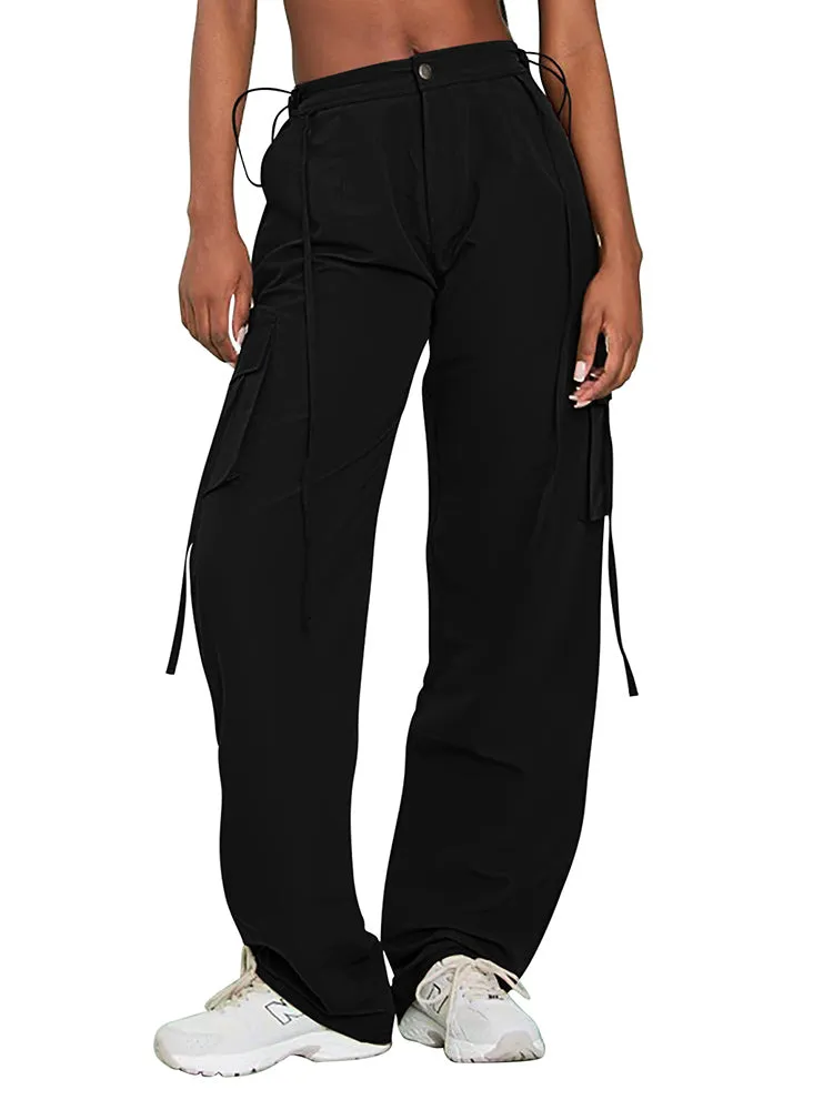 Women Fashion Baggy Relaxed Fit Long Cargo Pant Trousers