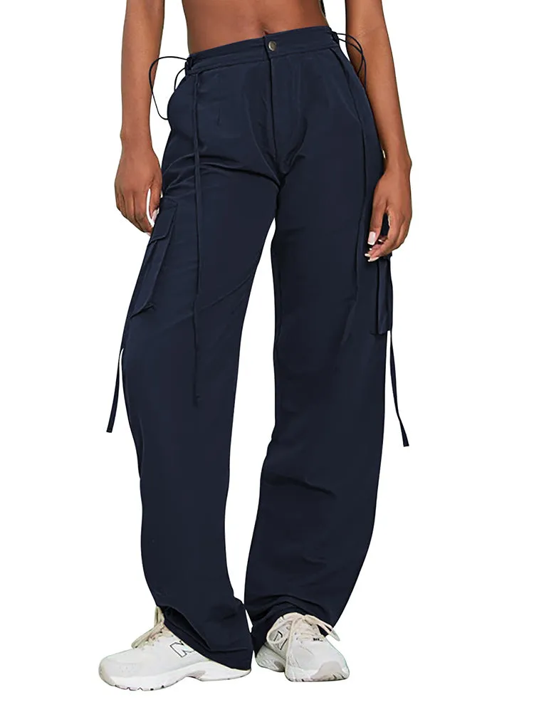 Women Fashion Baggy Relaxed Fit Long Cargo Pant Trousers