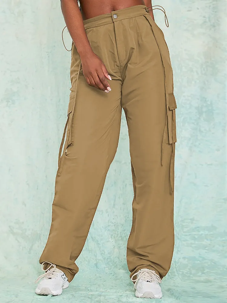 Women Fashion Baggy Relaxed Fit Long Cargo Pant Trousers