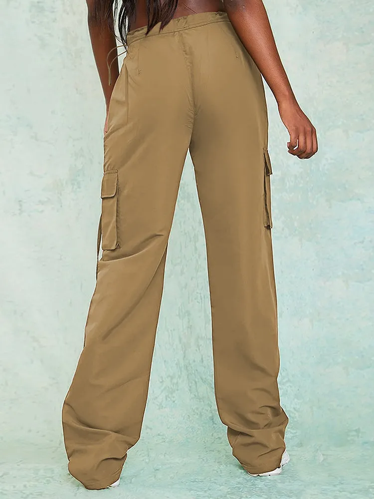 Women Fashion Baggy Relaxed Fit Long Cargo Pant Trousers