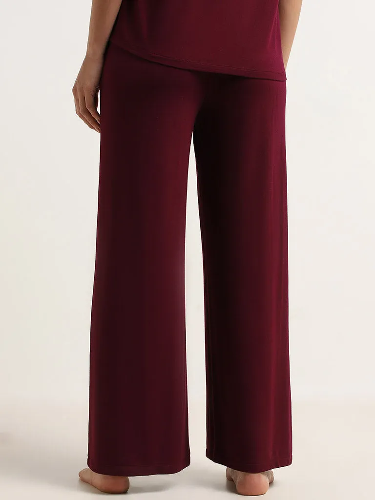 Wunderlove Burgundy Relaxed-Fit High-Rise Pants