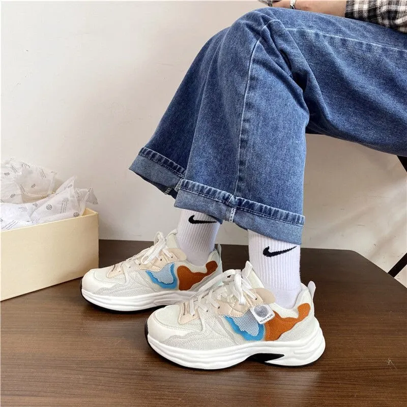 xiangtuibao Platform Sneakers Women Summer Fashion Women's Chunky Shoes Round Toe Lace-Up Sports Shoes Ladies Trainers