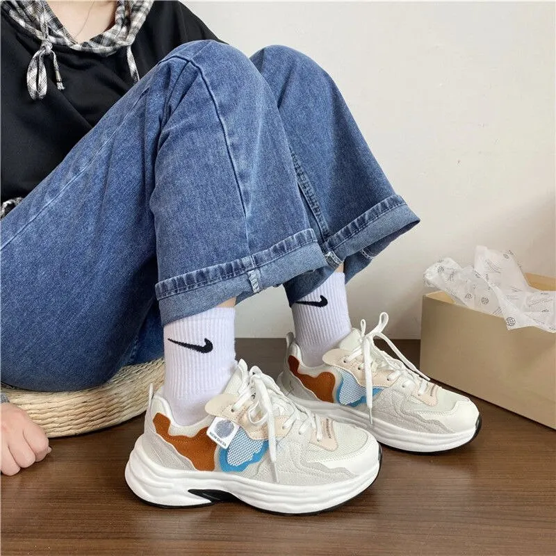 xiangtuibao Platform Sneakers Women Summer Fashion Women's Chunky Shoes Round Toe Lace-Up Sports Shoes Ladies Trainers