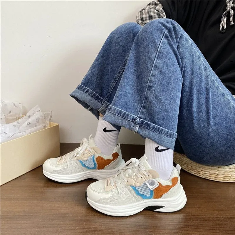 xiangtuibao Platform Sneakers Women Summer Fashion Women's Chunky Shoes Round Toe Lace-Up Sports Shoes Ladies Trainers