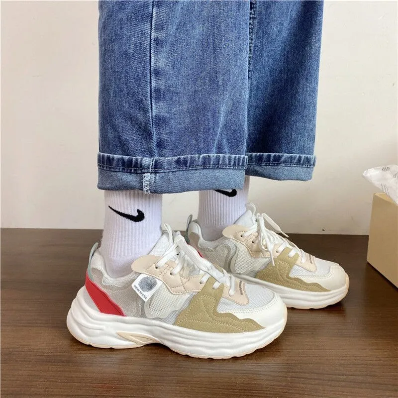 xiangtuibao Platform Sneakers Women Summer Fashion Women's Chunky Shoes Round Toe Lace-Up Sports Shoes Ladies Trainers