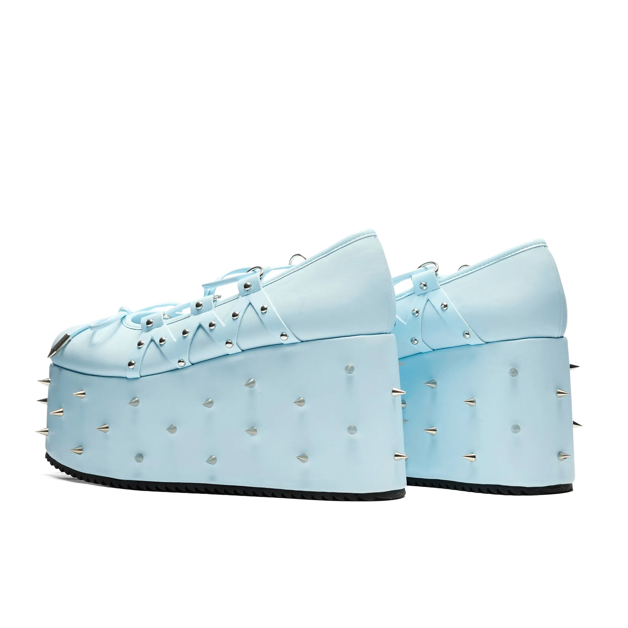 Zorina Lace Up Platform Ballet Shoes - Blue